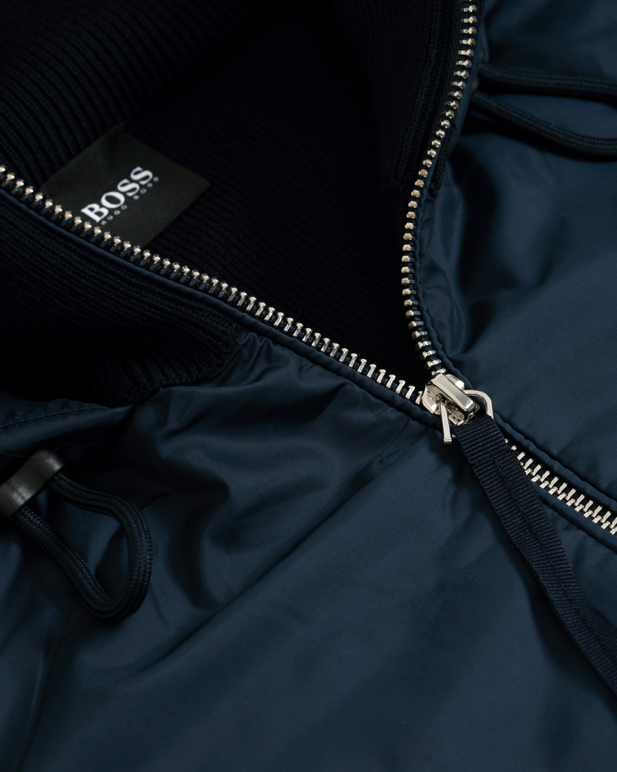 Herr | Jackor | BOSS BLACK | BOSS Ofabio Hybrid Knitted Full-Zip Hoodie Dark Blue