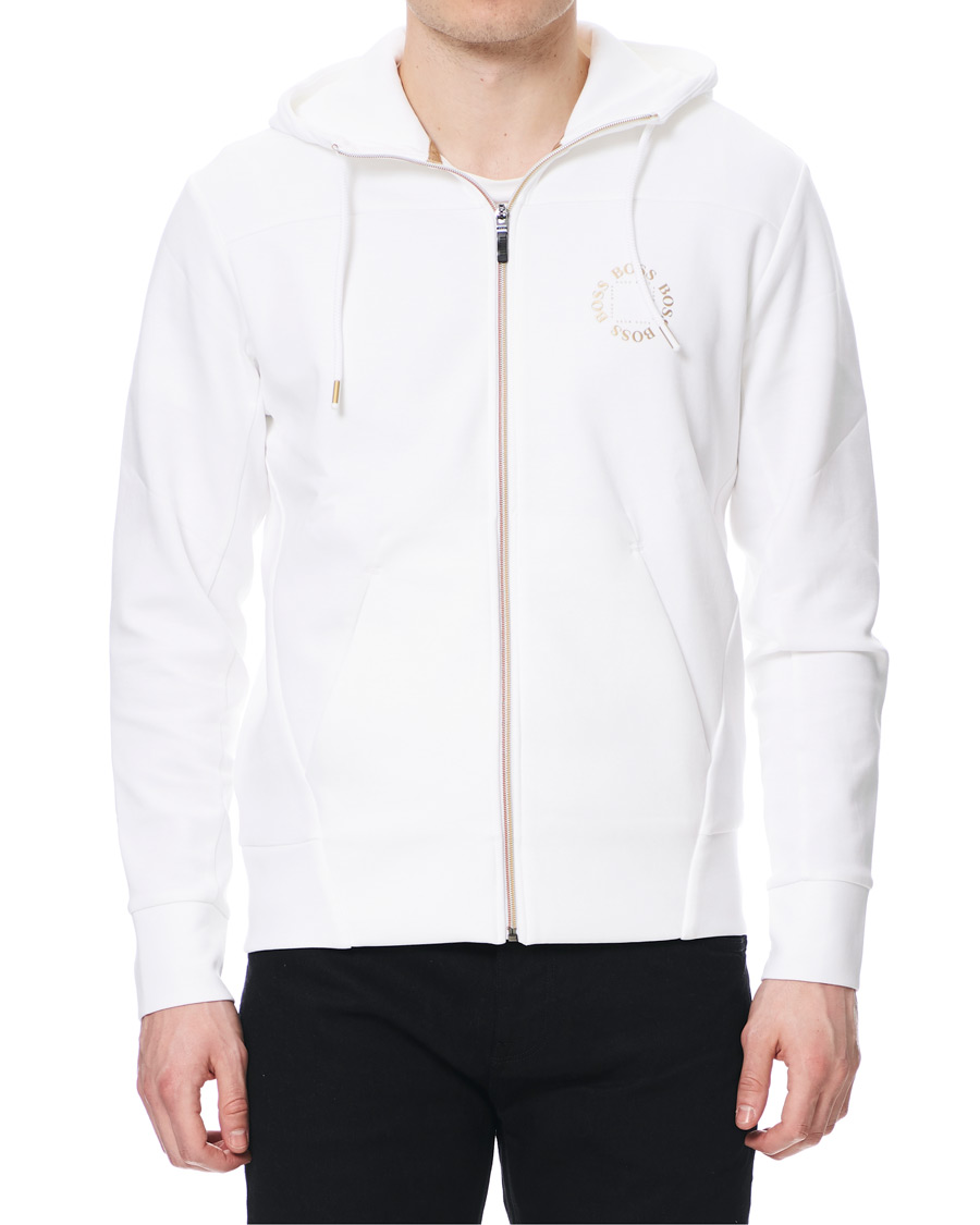Herr | Tröjor | BOSS GREEN | BOSS Athleisure Saggy Circle Full-Zip Hoodie White/Gold
