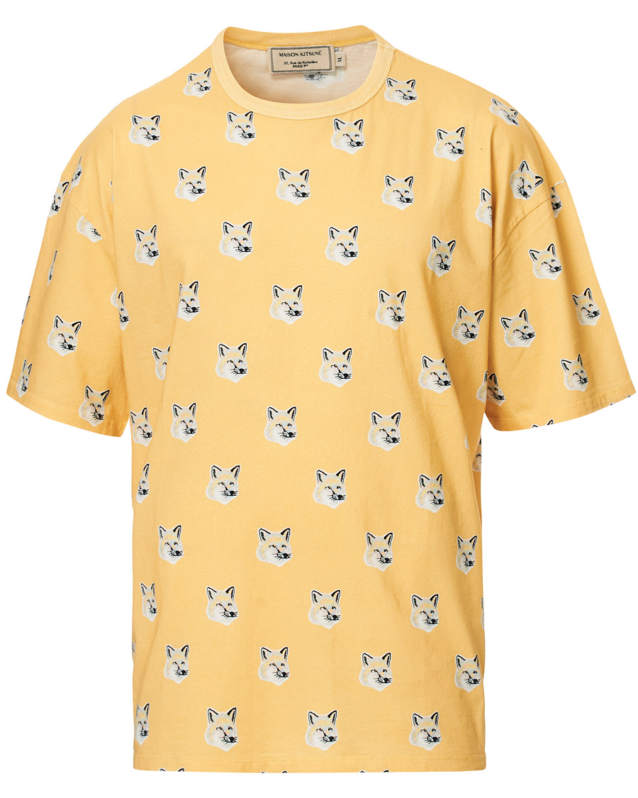 Herr | T-Shirts | Maison Kitsuné | All Over Pastel Fox Head T-shirt Yellow