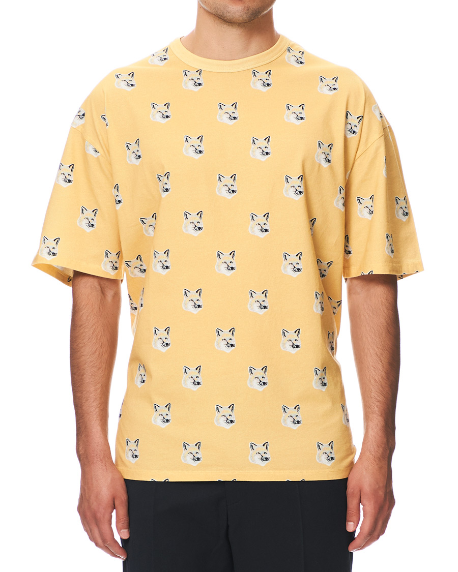 Herr | T-Shirts | Maison Kitsuné | All Over Pastel Fox Head T-shirt Yellow
