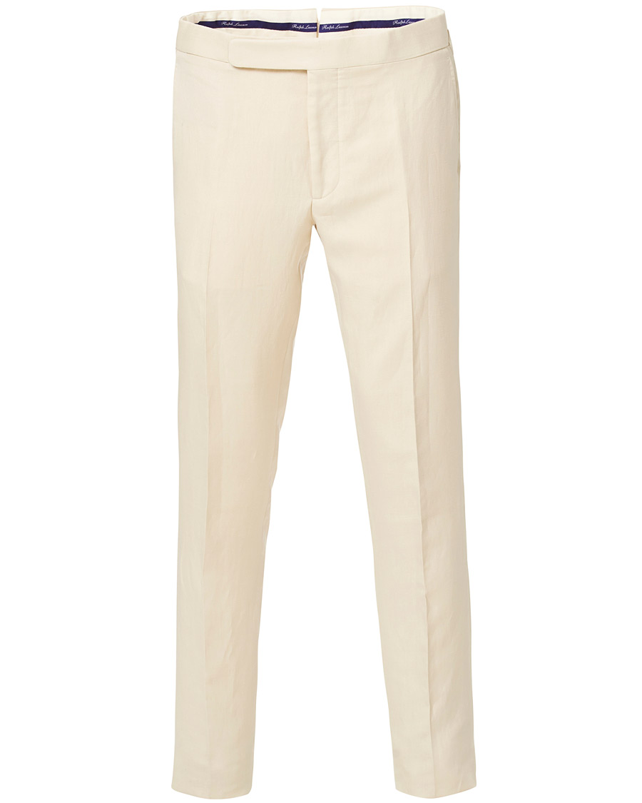 Herr | Byxor | Ralph Lauren Purple Label | Side-Adjuster Linen/Silk Trousers Beige