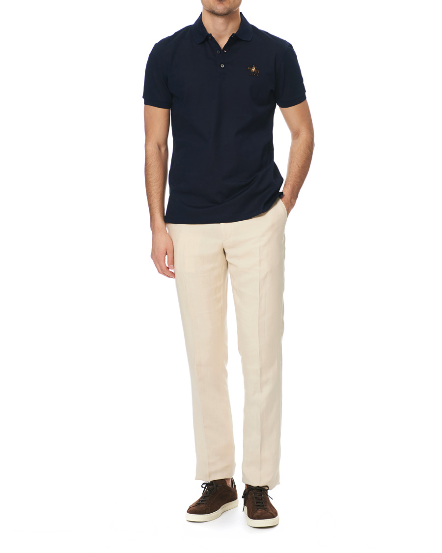 Herr | Byxor | Ralph Lauren Purple Label | Side-Adjuster Linen/Silk Trousers Beige
