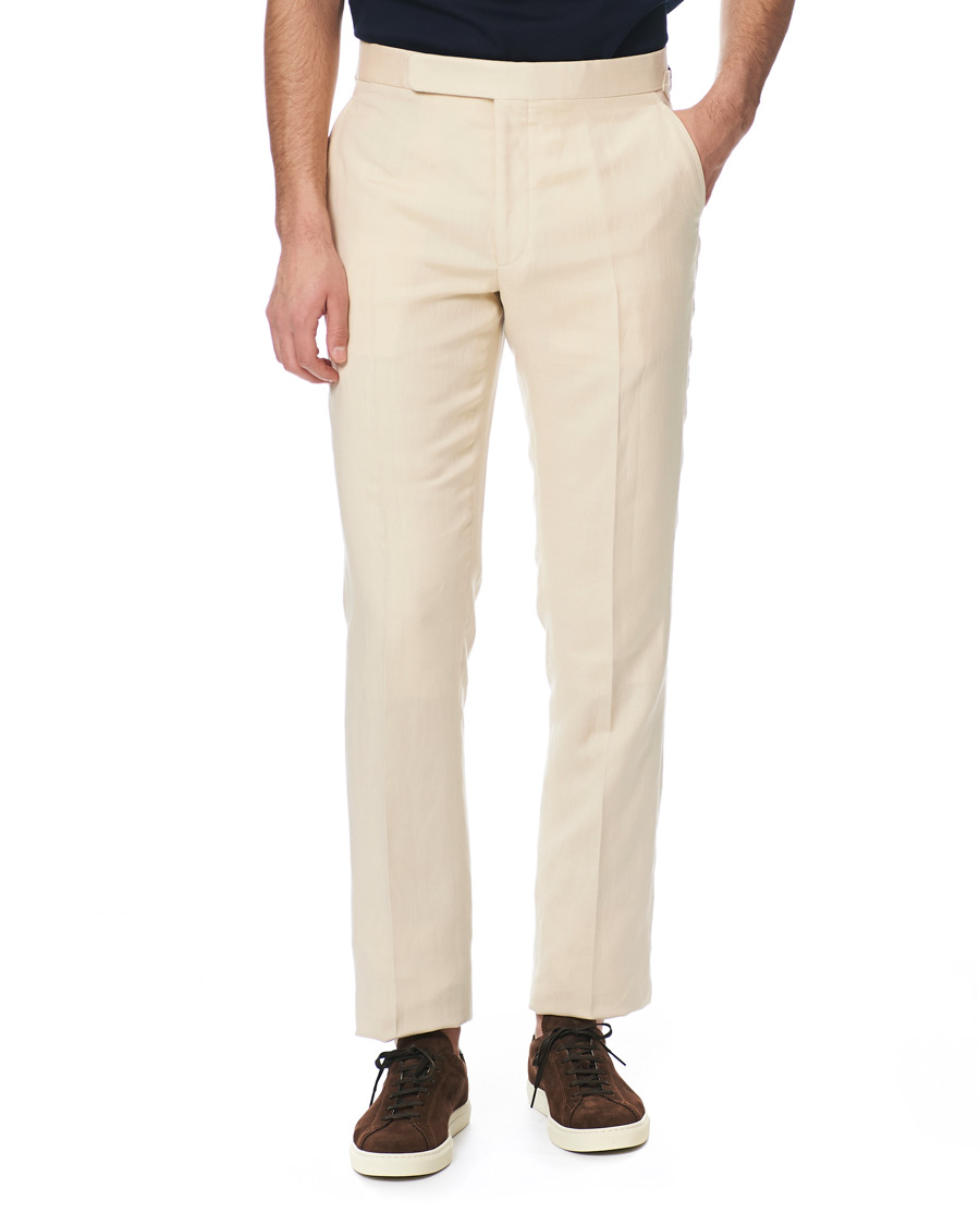 Herr | Byxor | Ralph Lauren Purple Label | Side-Adjuster Linen/Silk Trousers Beige