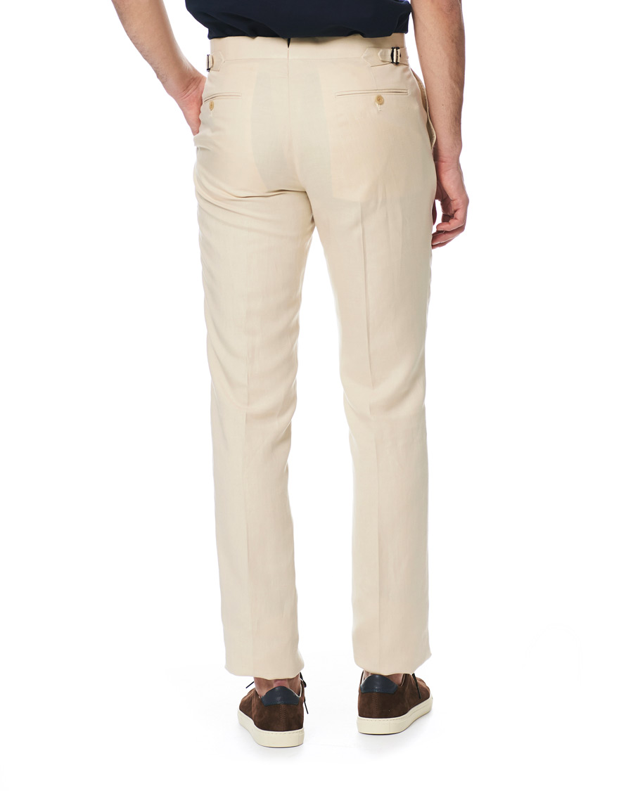 Herr | Byxor | Ralph Lauren Purple Label | Side-Adjuster Linen/Silk Trousers Beige
