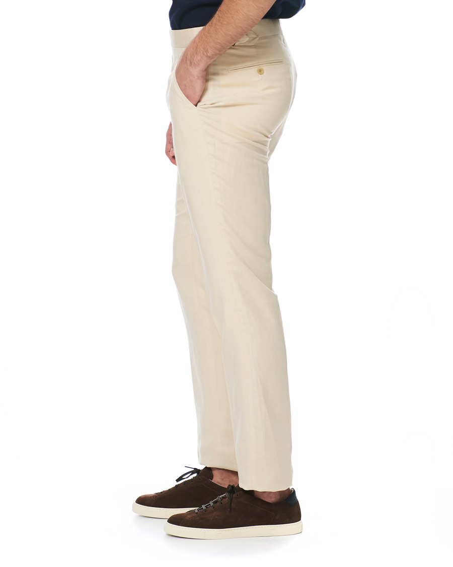 Herr | Byxor | Ralph Lauren Purple Label | Side-Adjuster Linen/Silk Trousers Beige