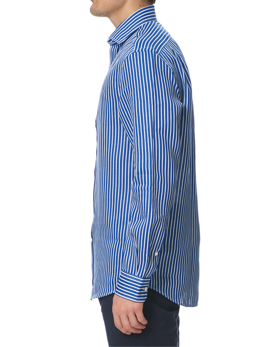 Herr | Skjortor | Ralph Lauren Purple Label | Bengal Stripe Linen Shirt Blue/White