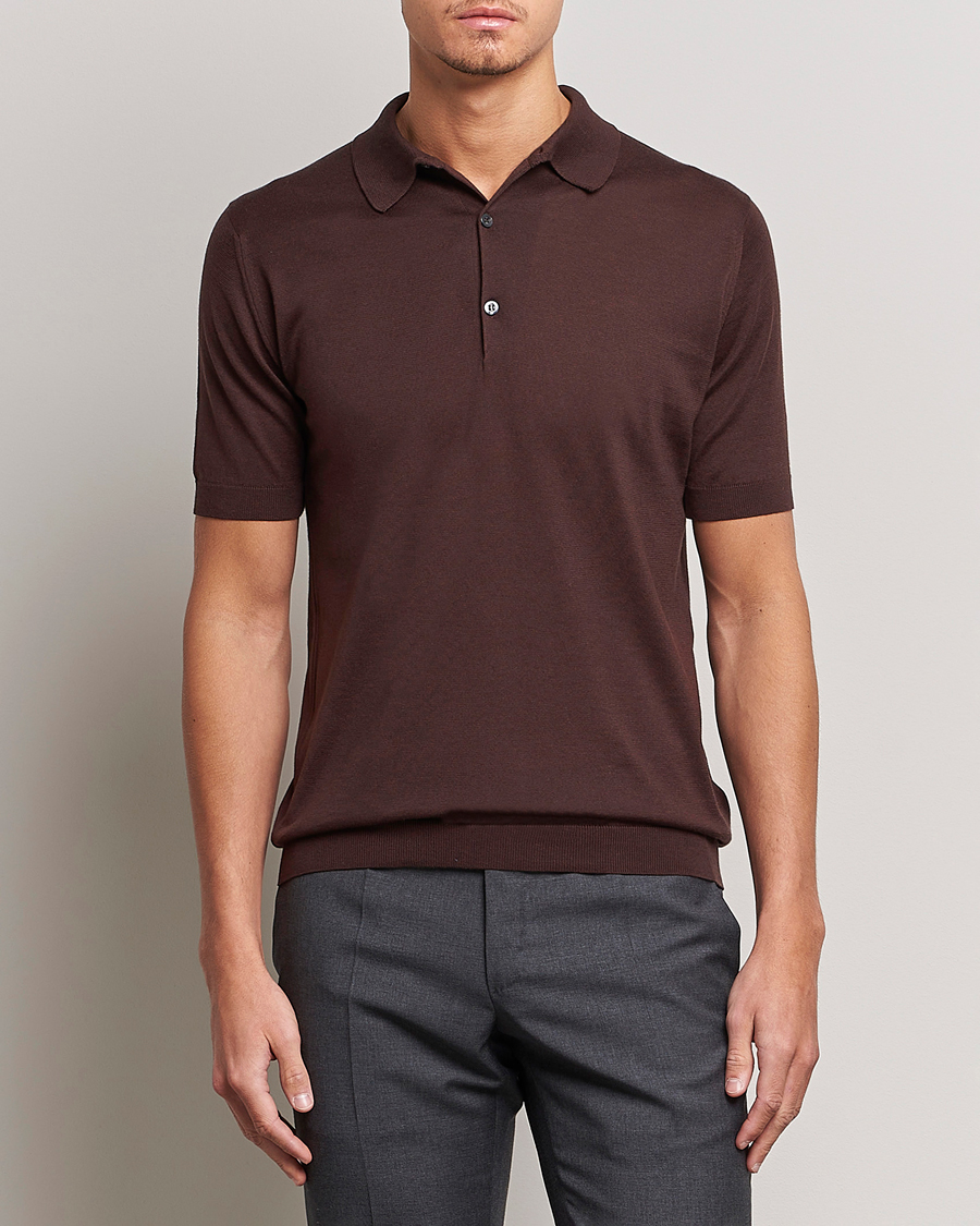 Herr | Pikéer | John Smedley | Adrian Slim Fit Sea Island Polo Coffee Bean