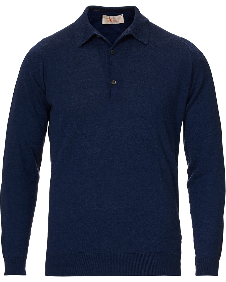 Herr | Tröjor | John Smedley | Lanley Cotton/Cashmere Polo Pullover Indigo