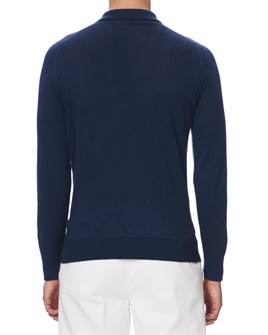 Herr | Tröjor | John Smedley | Lanley Cotton/Cashmere Polo Pullover Indigo