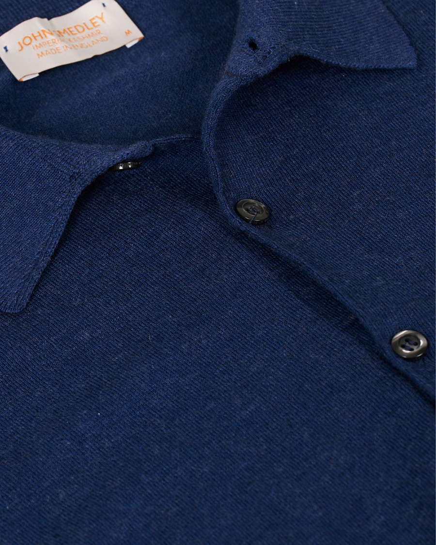 Herr | Tröjor | John Smedley | Lanley Cotton/Cashmere Polo Pullover Indigo