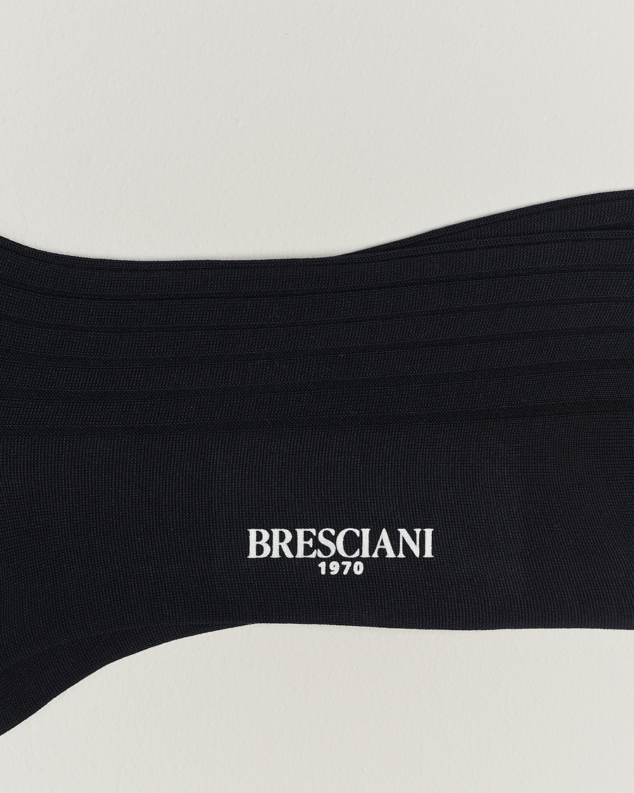 Herr | Strumpor | Bresciani | Cotton Ribbed Short Socks Navy