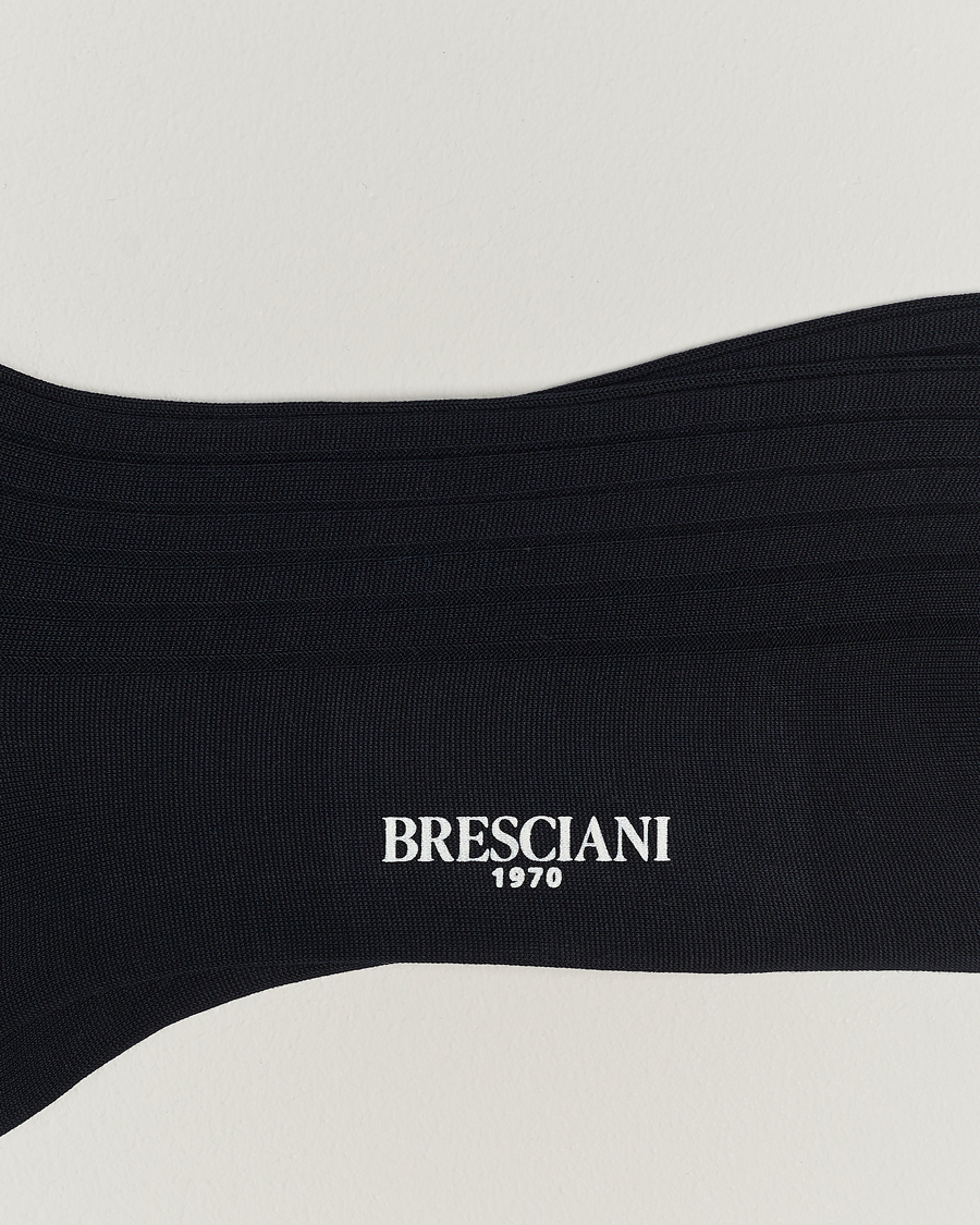 Herr | Stilsegment Formal | Bresciani | Cotton Ribbed Short Socks Navy