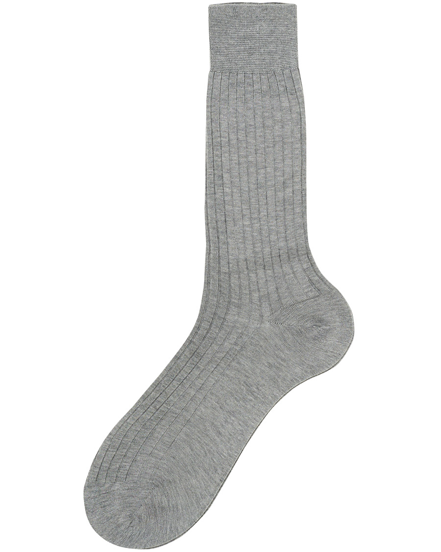 Herr | Underkläder | Bresciani | Cotton Ribbed Short Socks Light Grey
