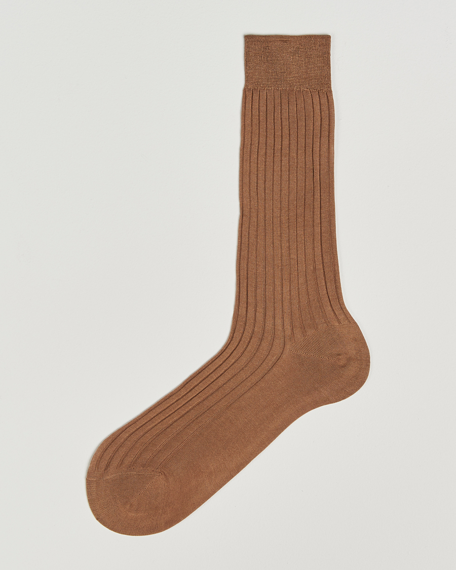 Herr | Underkläder | Bresciani | Cotton Ribbed Short Socks Light Brown