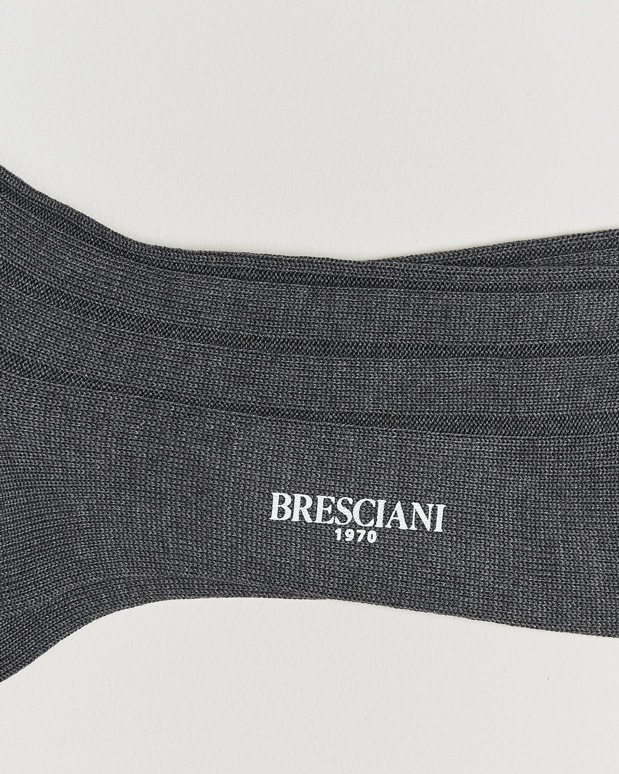 Herr | Underkläder | Bresciani | Wide Ribbed Cotton Socks Grey
