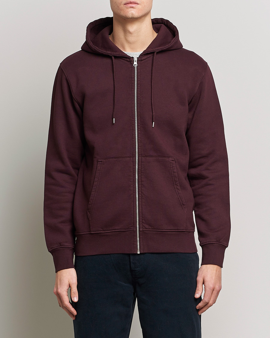 Herr | Tröjor | Colorful Standard | Classic Organic Full Zip Hood Oxblood Red