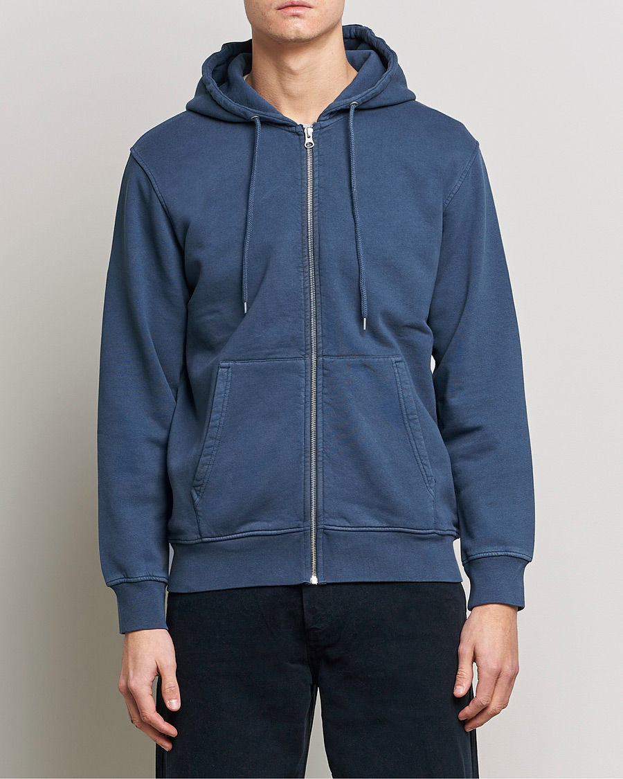 Herr | Kläder | Colorful Standard | Classic Organic Full Zip Hood Petrol Blue