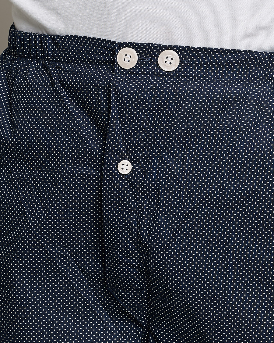 Herr | | Derek Rose | Shortie Printed Cotton Pyjama Set Navy