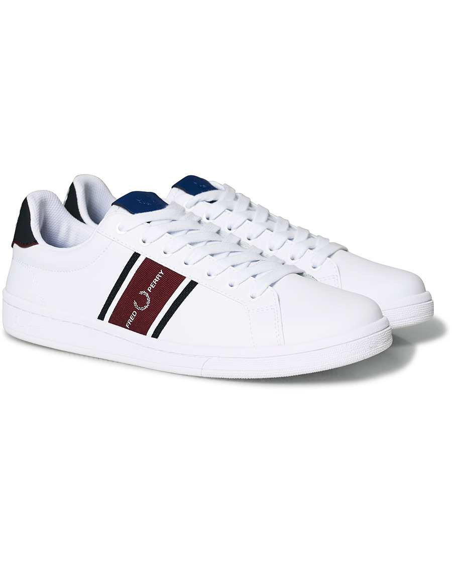 Herr | Fred Perry B721 Leather/Webbing Sneaker White/Navy | Fred Perry | B721 Leather/Webbing Sneaker White/Navy