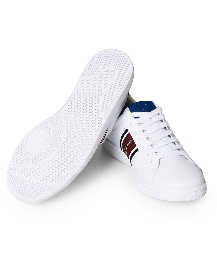 Herr | Fred Perry B721 Leather/Webbing Sneaker White/Navy | Fred Perry | B721 Leather/Webbing Sneaker White/Navy