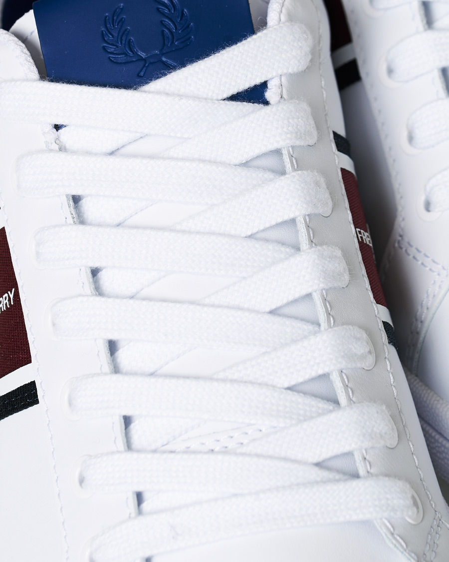 Herr | Fred Perry B721 Leather/Webbing Sneaker White/Navy | Fred Perry | B721 Leather/Webbing Sneaker White/Navy