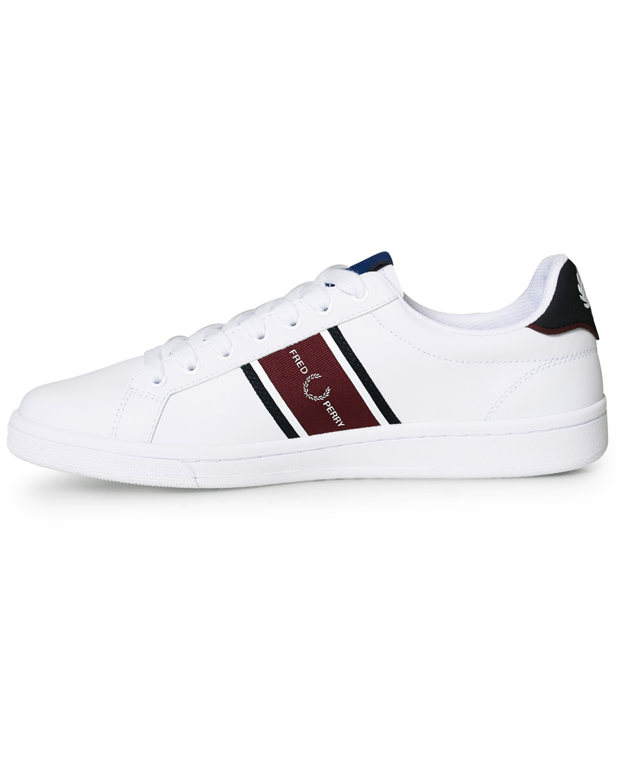 Herr | Fred Perry B721 Leather/Webbing Sneaker White/Navy | Fred Perry | B721 Leather/Webbing Sneaker White/Navy