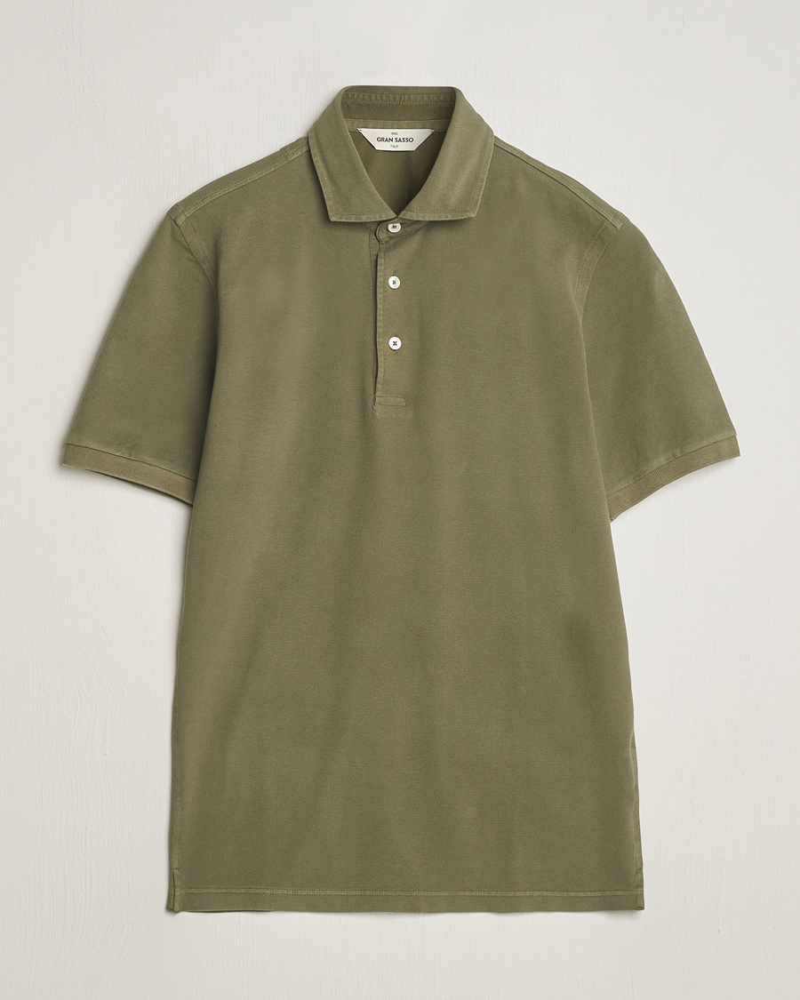 Herr | Pikéer | Gran Sasso | Washed Polo Medium Green