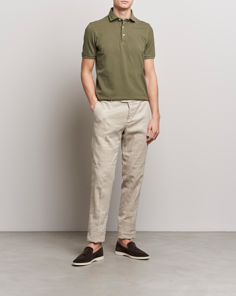 Herr | Pikéer | Gran Sasso | Washed Polo Medium Green