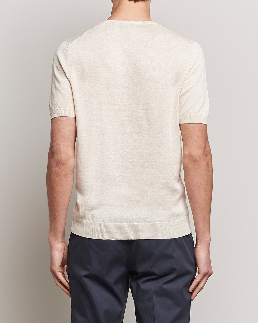 Herr | T-Shirts | Gran Sasso | Cotton/Linen Knitted Tee Cream