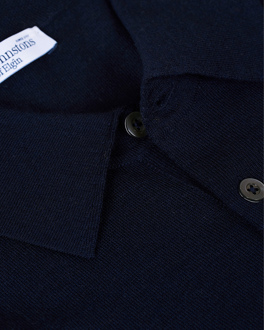Herr | Pikéer | Johnstons of Elgin | Superfine Worsted Merino Short Sleeve Polo Dark Navy
