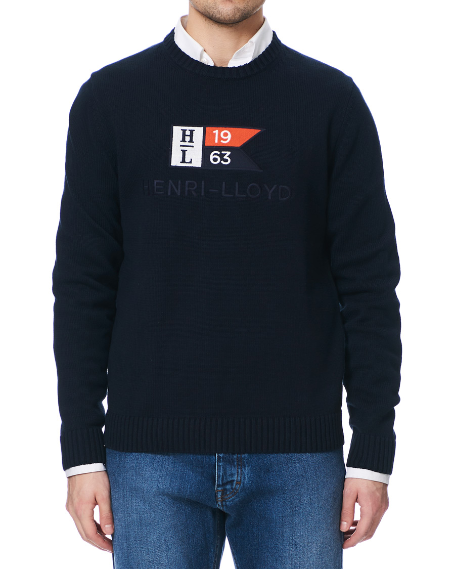 Herr | Tröjor | Henri-Lloyd | Henri Lloyd Cross Flag Knitted Crew Neck Navy