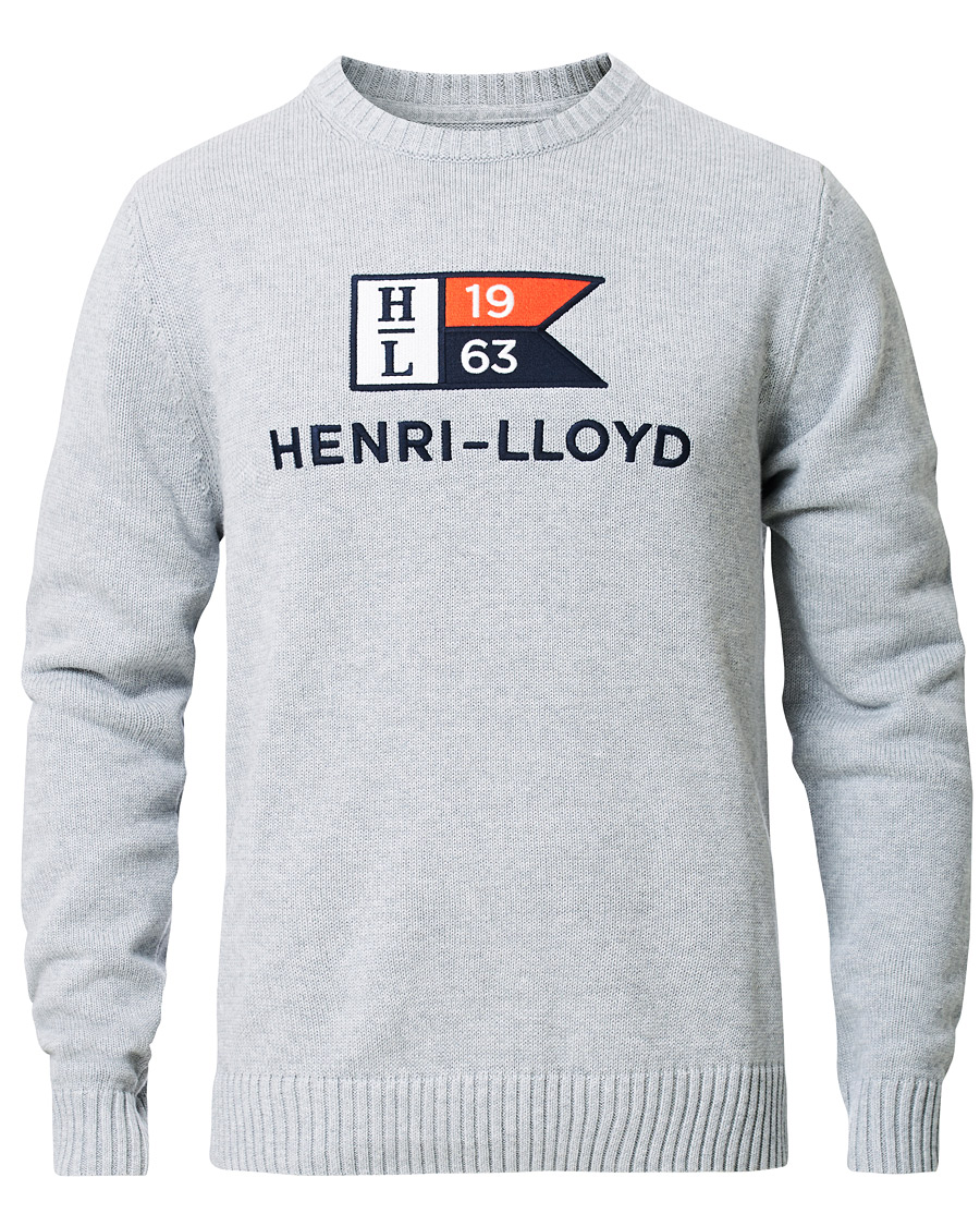 Herr | Tröjor | Henri-Lloyd | Henri Lloyd Cross Flag Knitted Crew Neck Grey Melange