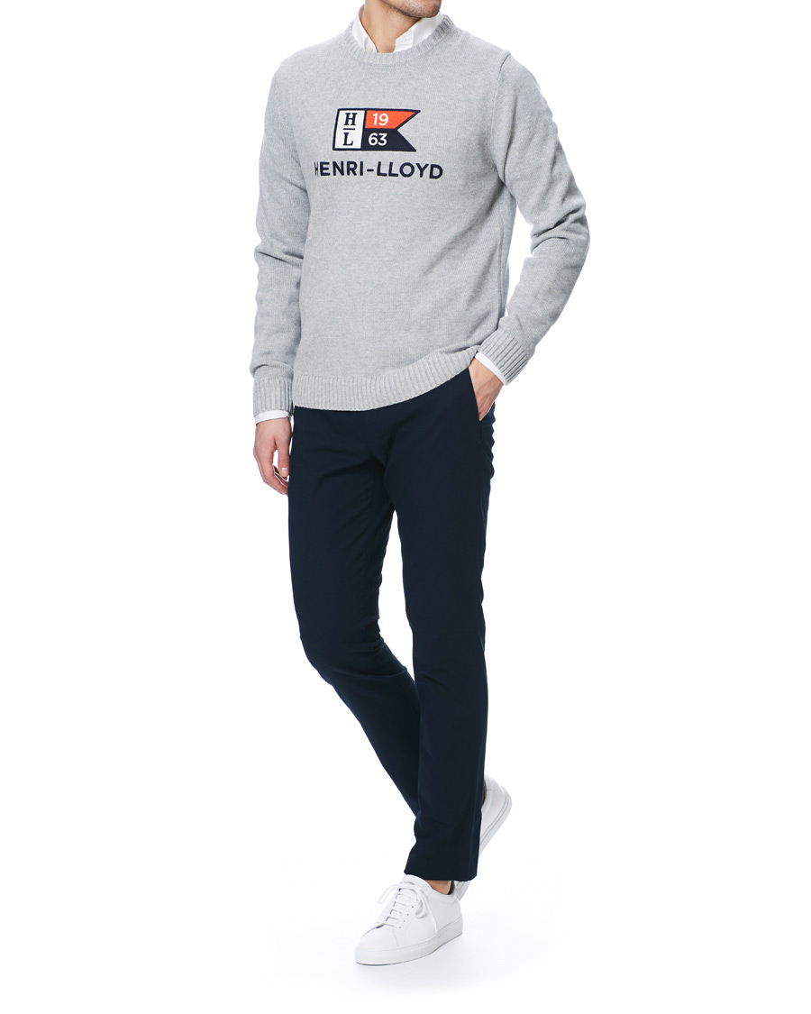 Herr | Tröjor | Henri-Lloyd | Henri Lloyd Cross Flag Knitted Crew Neck Grey Melange