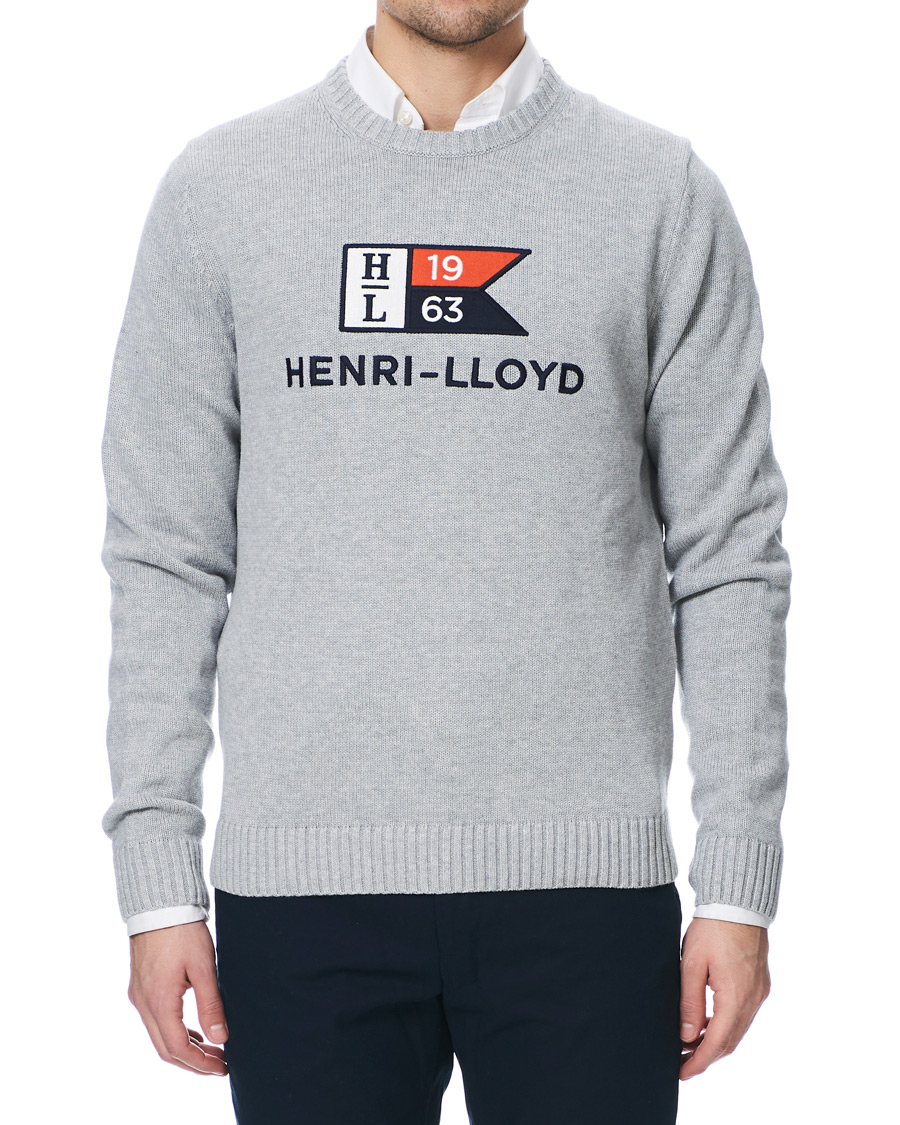 Herr | Tröjor | Henri-Lloyd | Henri Lloyd Cross Flag Knitted Crew Neck Grey Melange