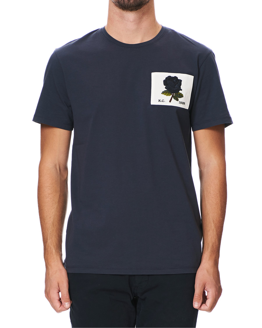 Herr | T-Shirts | Kent & Curwen | Rose Embroidered T-Shirt Navy