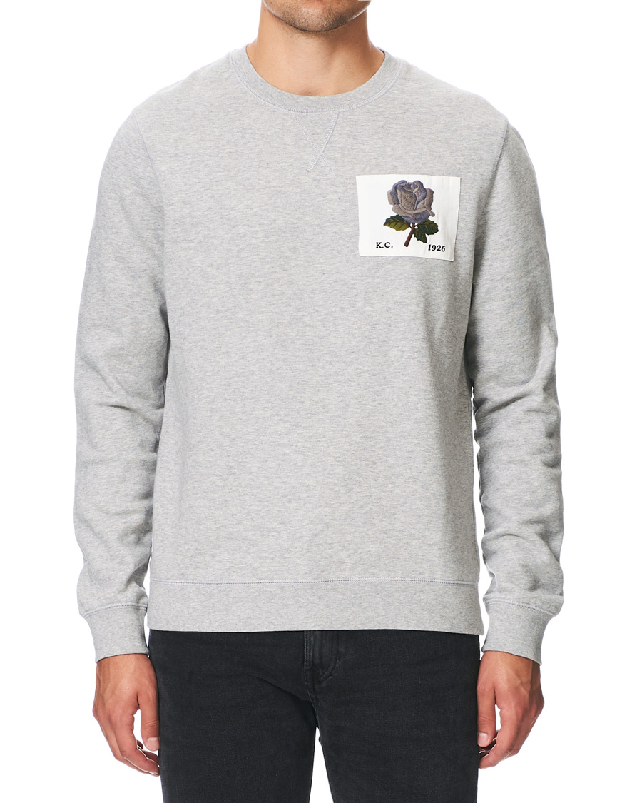 Herr | Tröjor | Kent & Curwen | Rose Embroidered Sweatshirt Grey