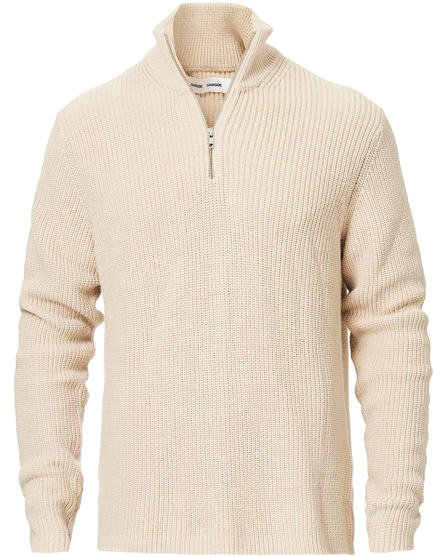 Herr | Tröjor | Samsøe Samsøe | Samsøe & Samsøe Trani Half Zip Sweater Pumice
