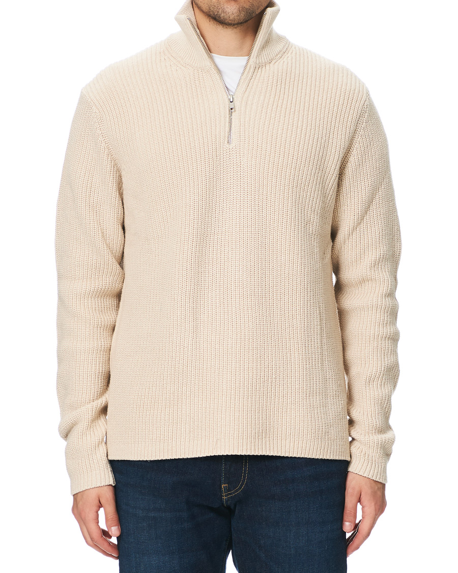 Herr | Tröjor | Samsøe Samsøe | Samsøe & Samsøe Trani Half Zip Sweater Pumice