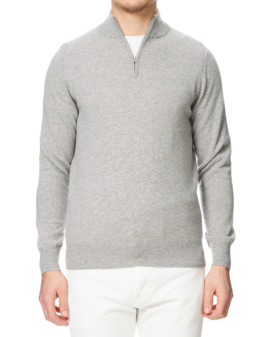 Herr | Tröjor | Soft Goat | Cashmere Half Zip Grey