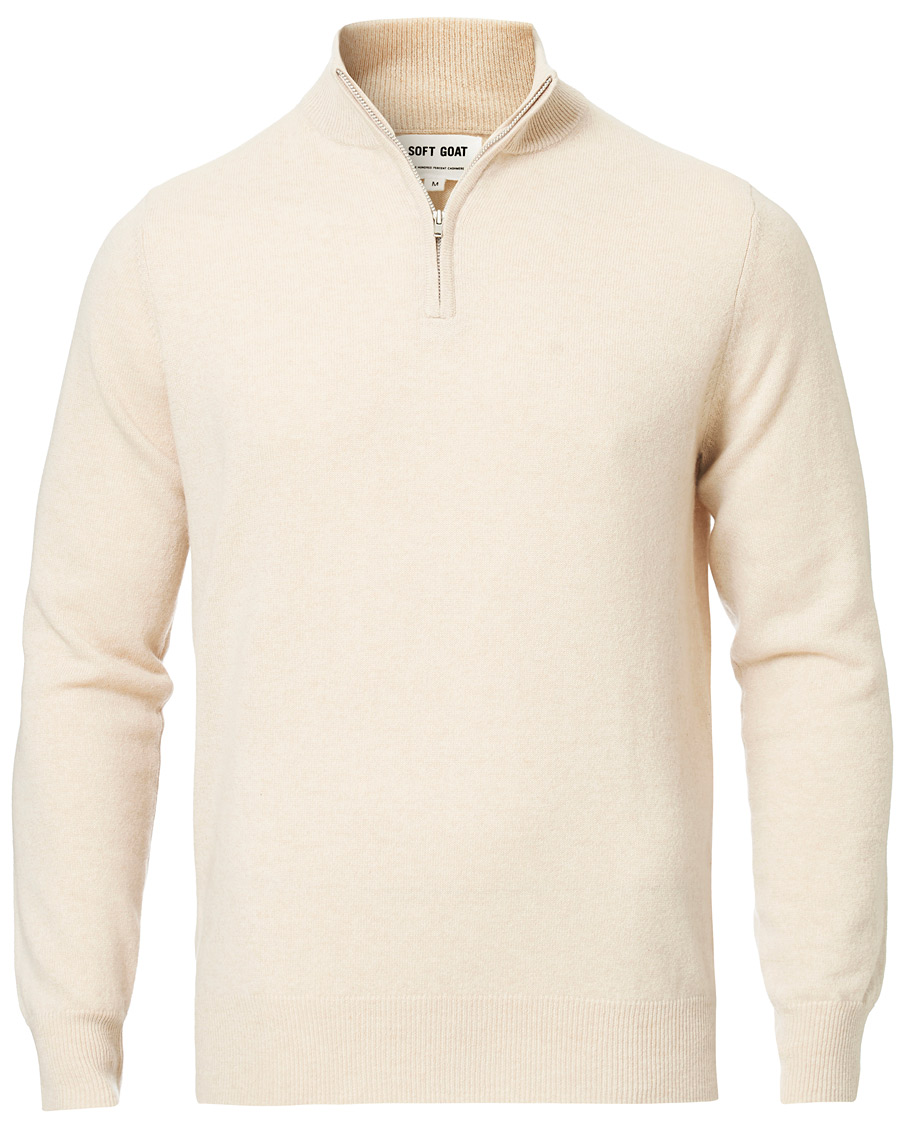 Herr | Tröjor | Soft Goat | Cashmere Half Zip Beige