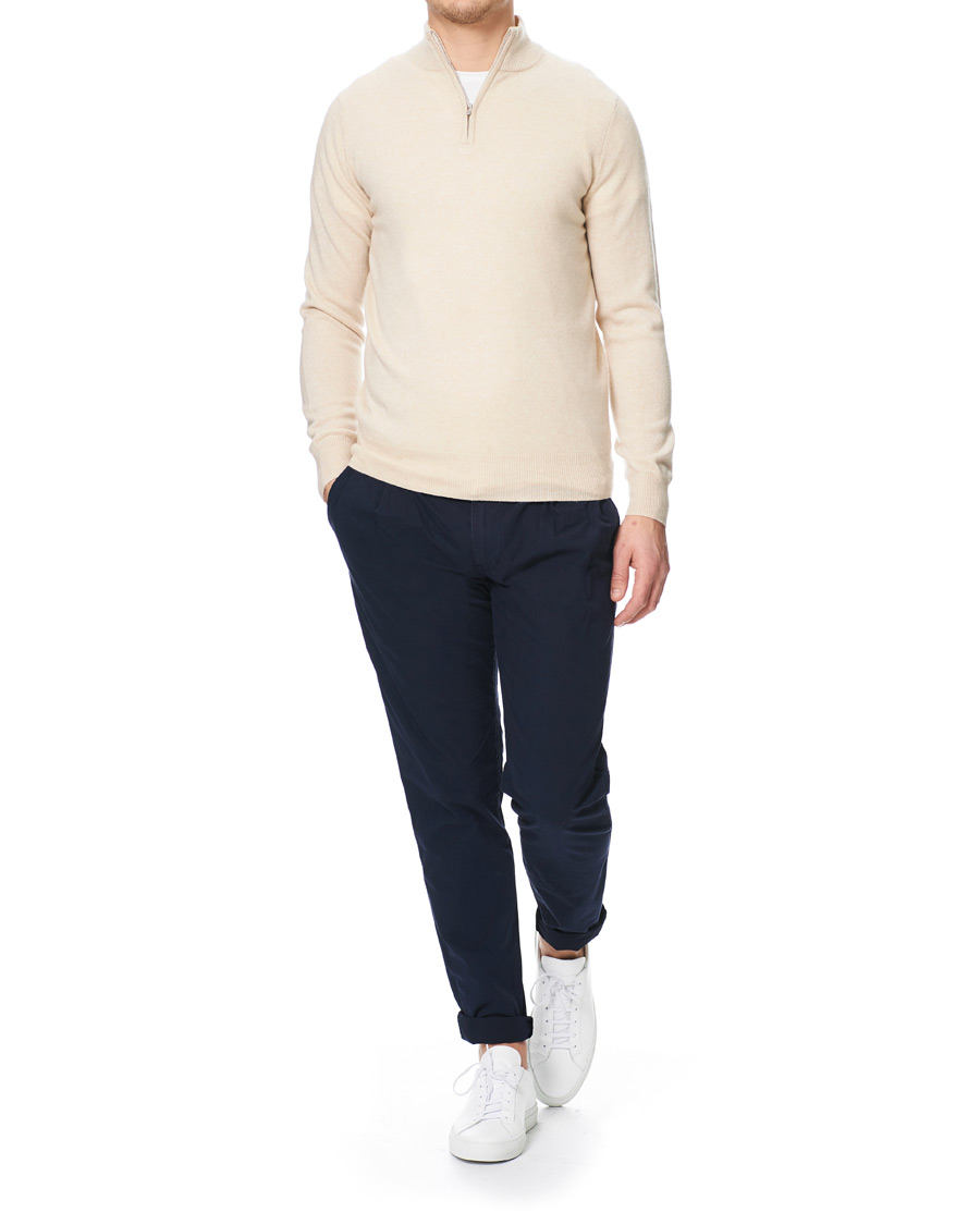 Herr | Tröjor | Soft Goat | Cashmere Half Zip Beige
