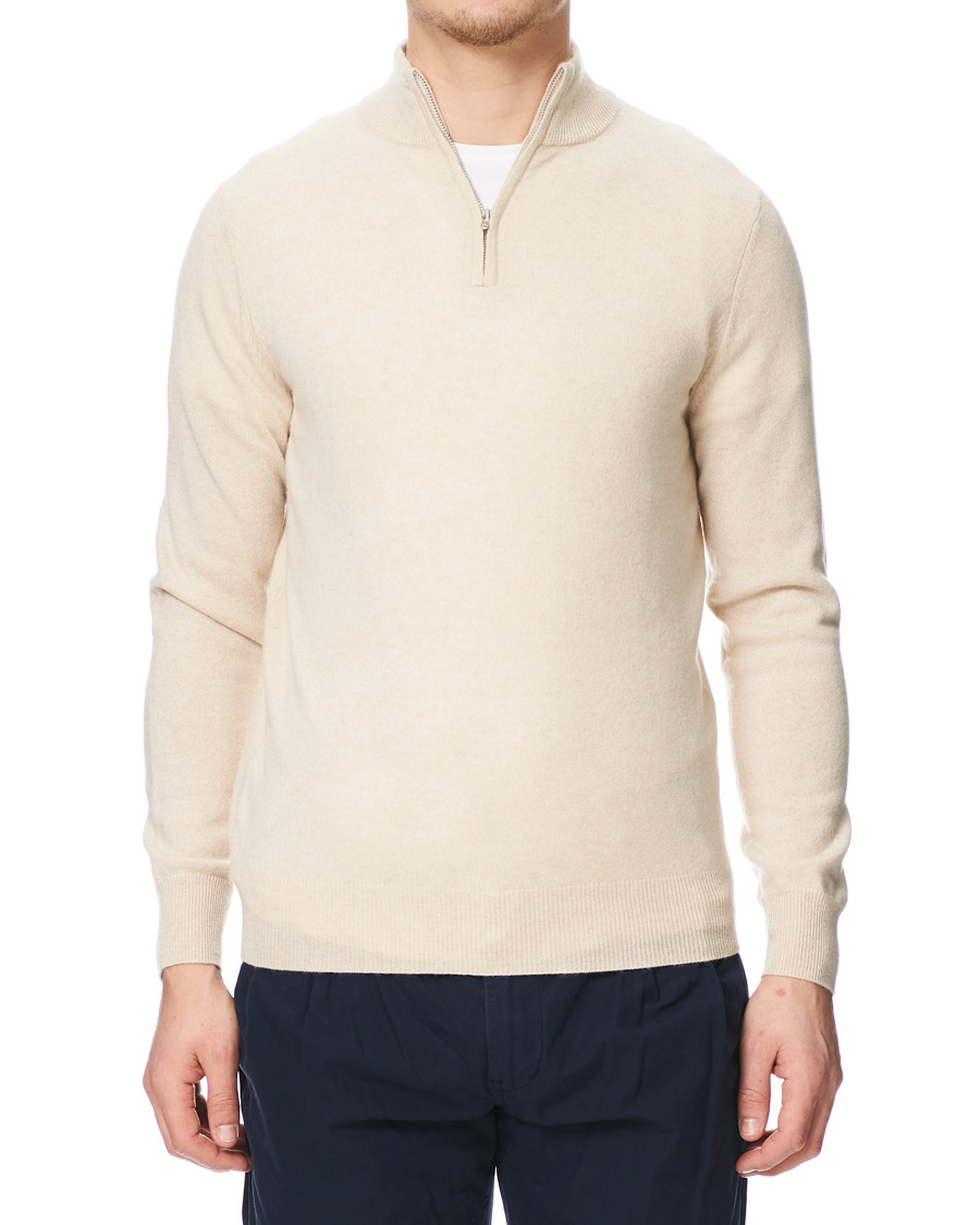 Herr | Tröjor | Soft Goat | Cashmere Half Zip Beige