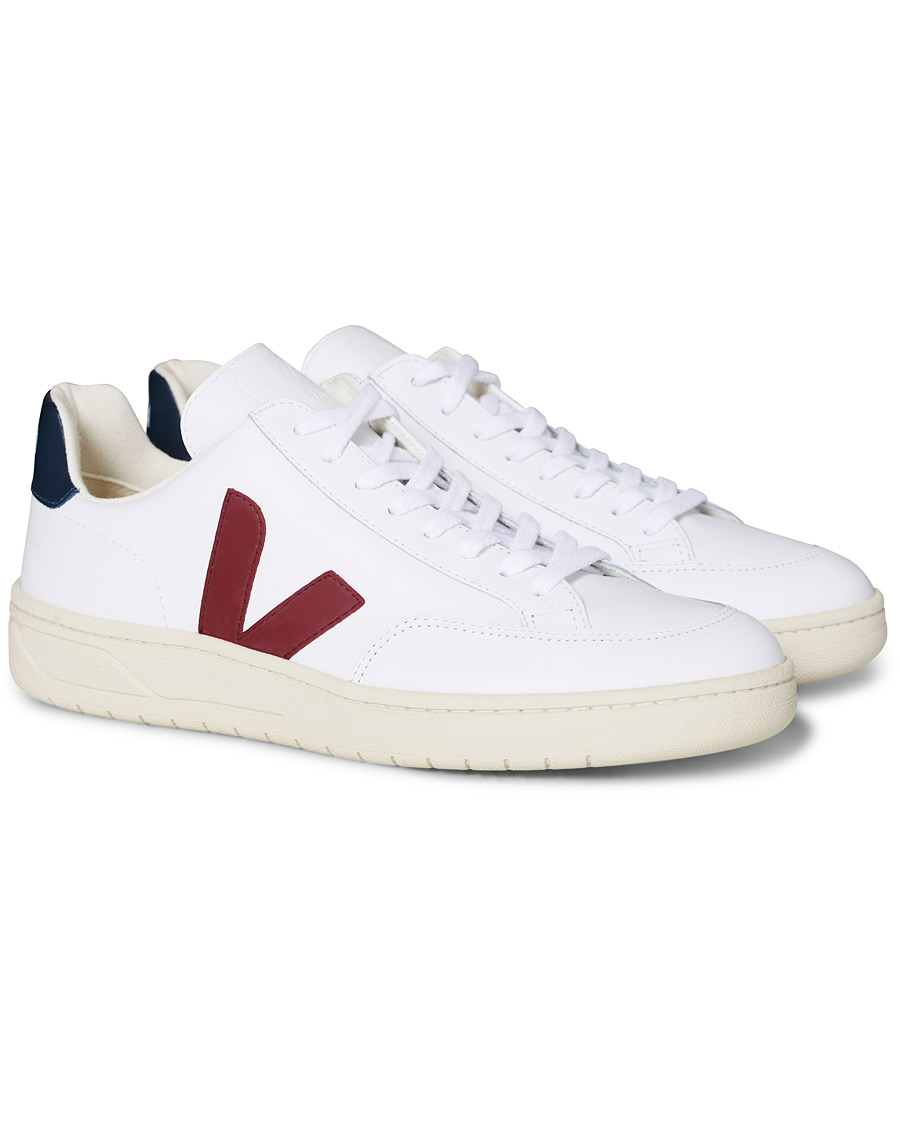 Herr | Veja V-12 Leather Sneaker White Marsala/Nautico | Veja | V-12 Leather Sneaker White Marsala/Nautico