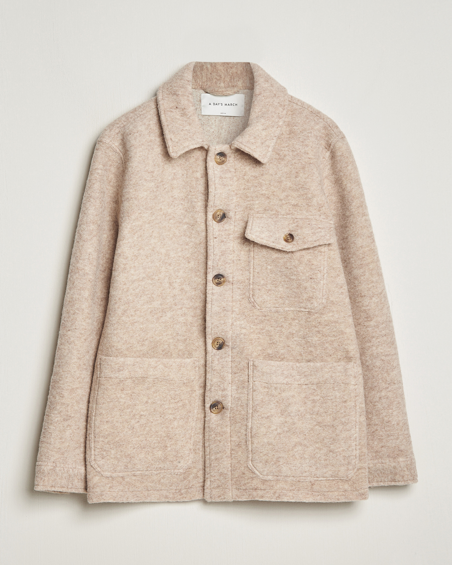 Herr | Jackor | A Day's March | Chaumont Heavy Wool Overshirt Sand