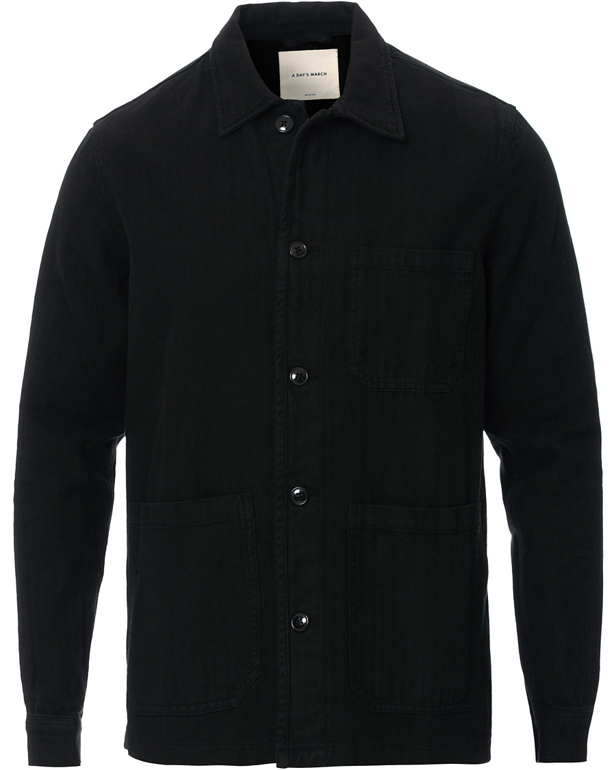Herr | Skjortor | A Day's March | Original Herringbone Overshirt Black