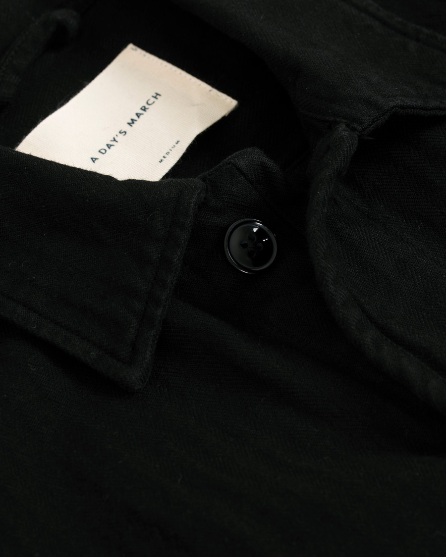 Herr | Skjortor | A Day's March | Original Herringbone Overshirt Black
