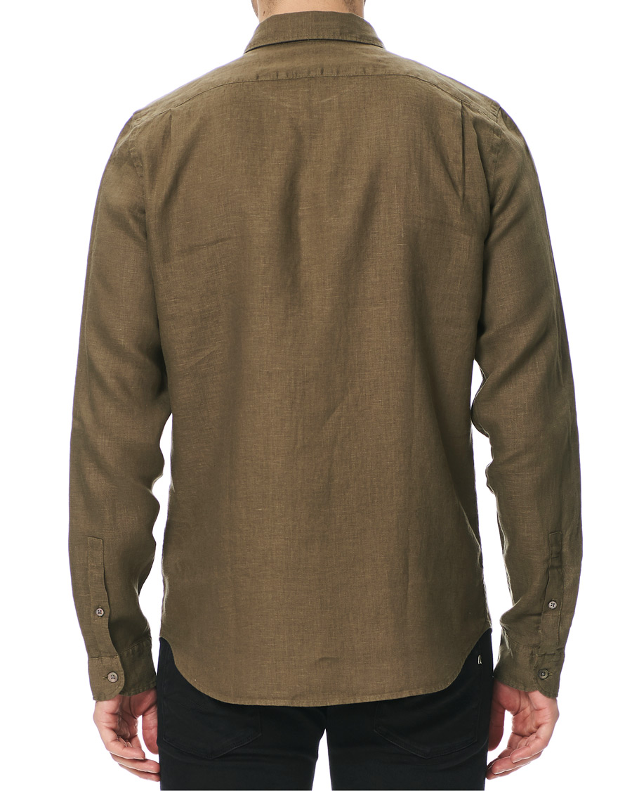 Herr | Skjortor | PS Paul Smith | Tailored Fit Pocket Linen Shirt Olive