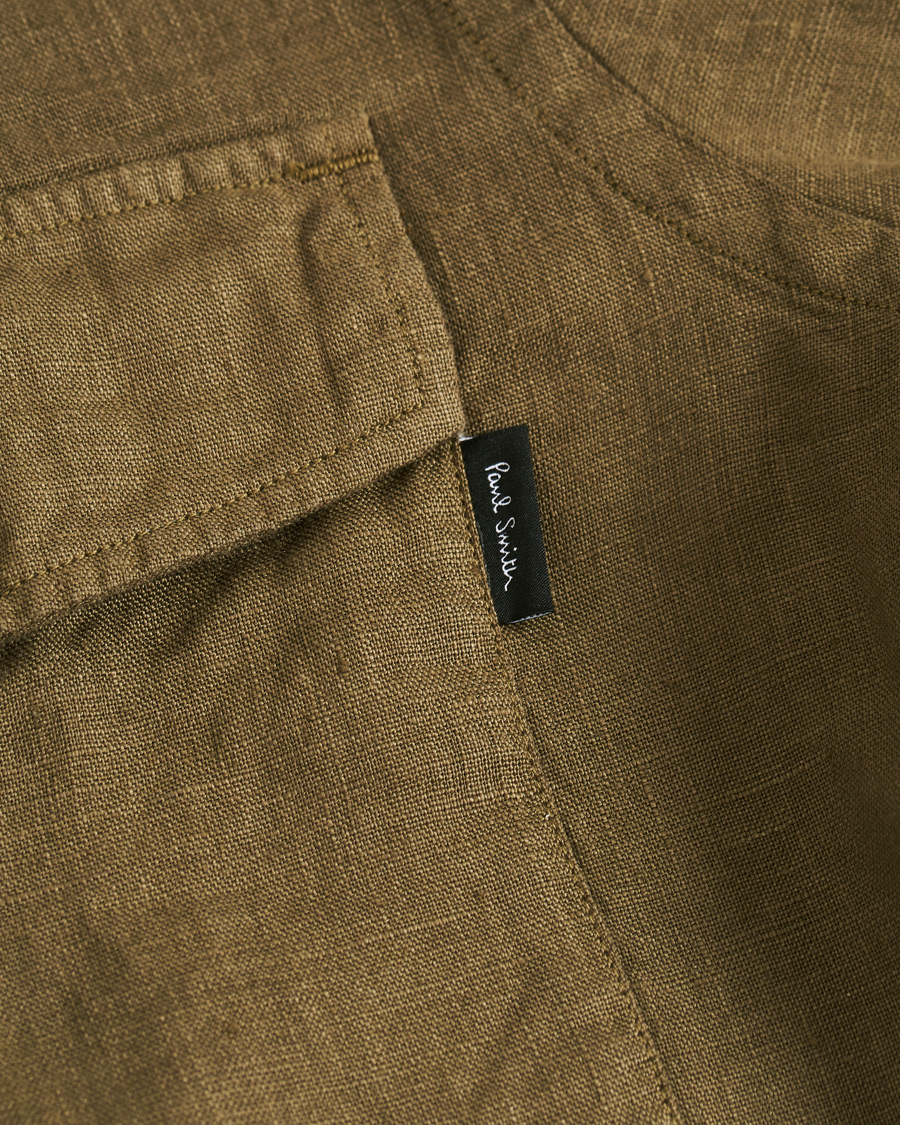 Herr | Skjortor | PS Paul Smith | Tailored Fit Pocket Linen Shirt Olive