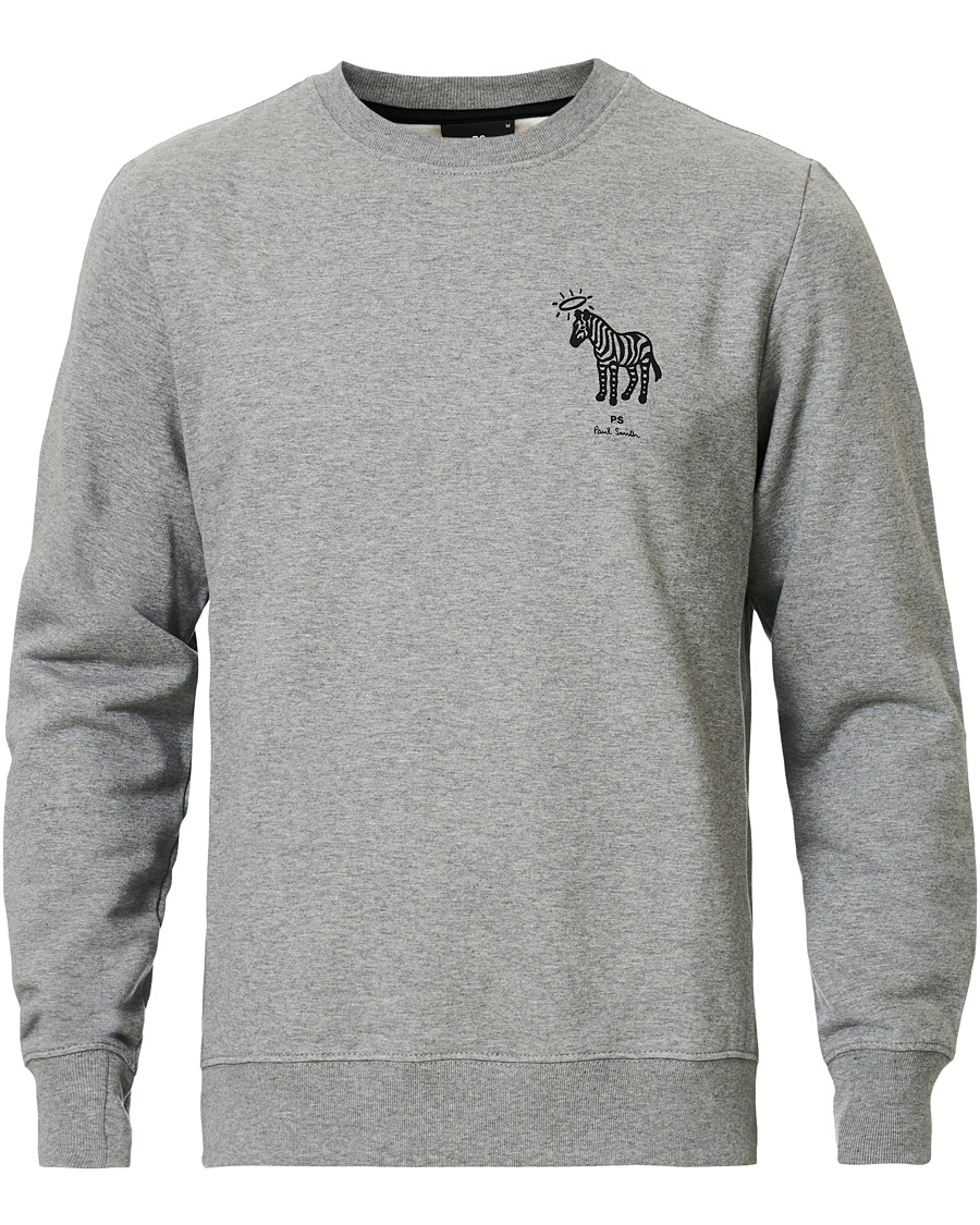 Herr | Tröjor | PS Paul Smith | Organic Cotton Halo Zebra Sweatshirt Grey Melange