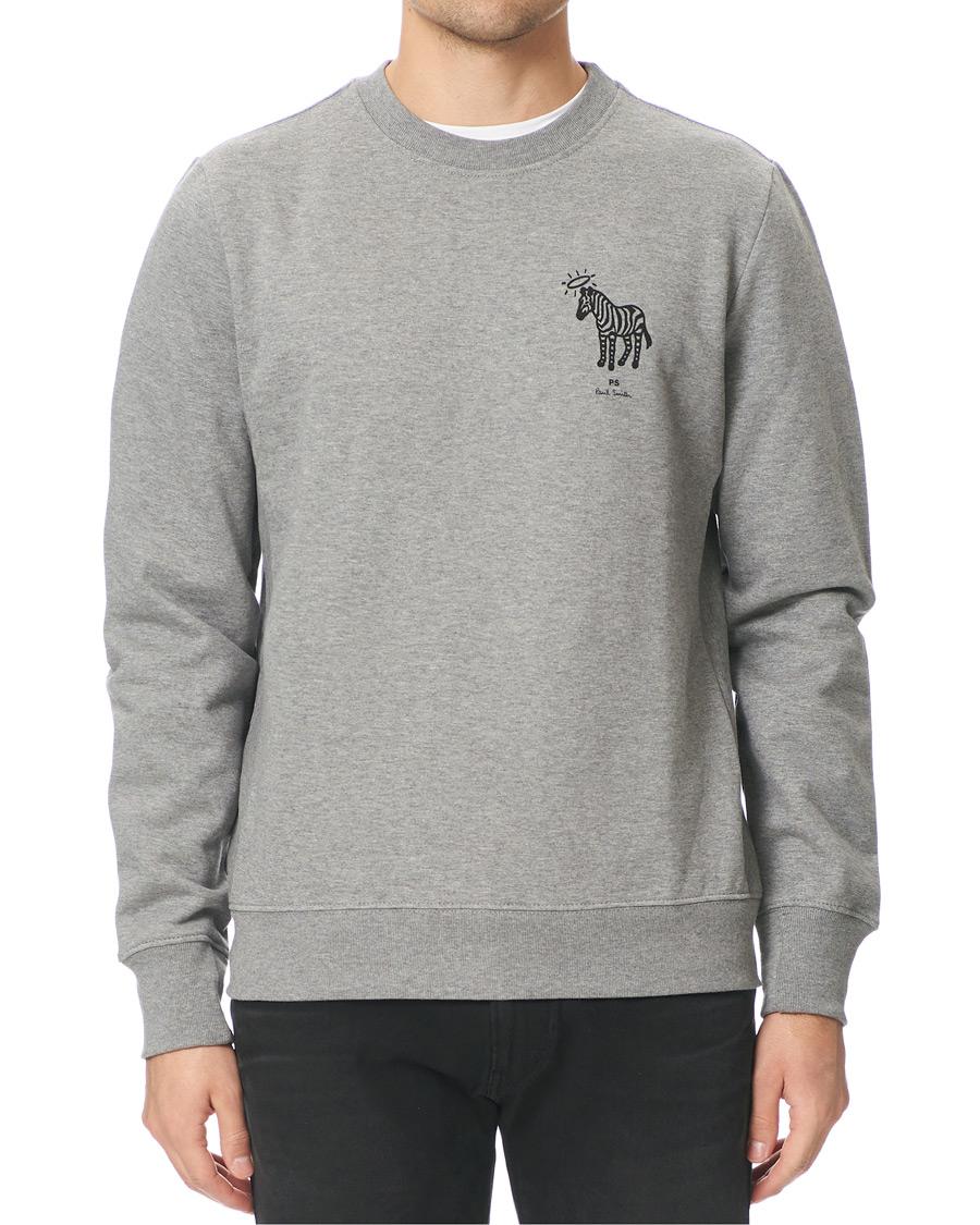Herr | Tröjor | PS Paul Smith | Organic Cotton Halo Zebra Sweatshirt Grey Melange